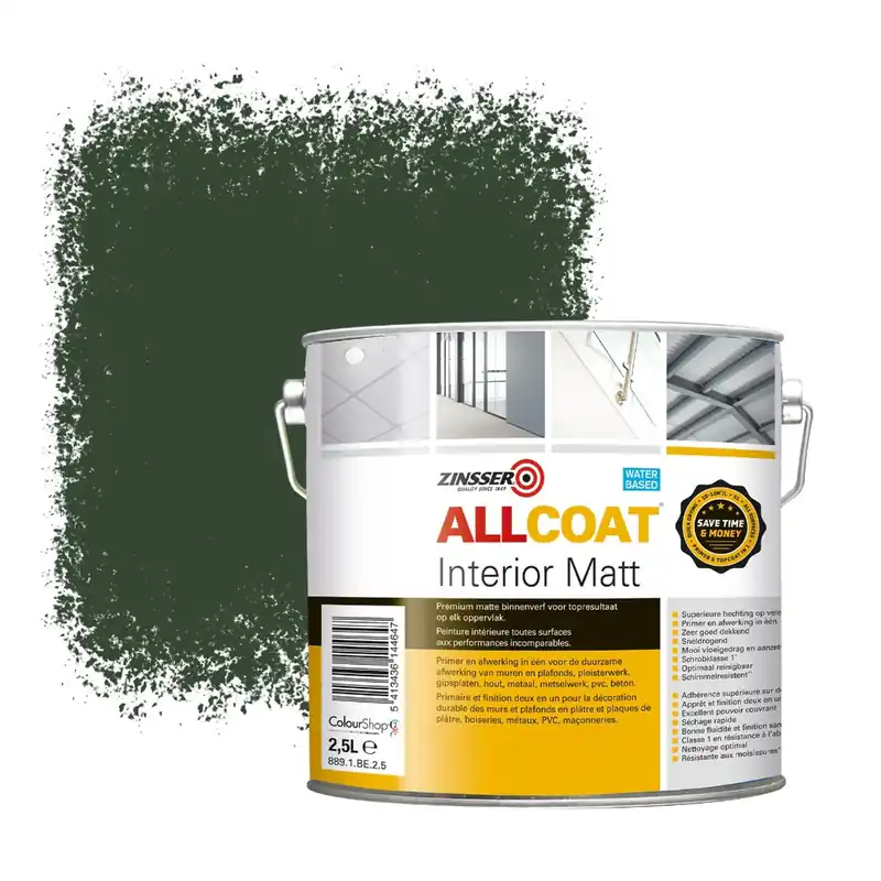 Zinsser Allcoat Interior Muurverf RAL 6020 Chroomgroen - 2,5 liter Merkproduct