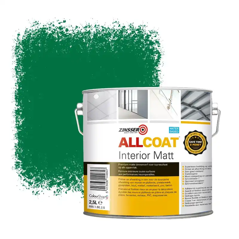 Zinsser Allcoat Interior Muurverf RAL 6029 Mintgroen - 2,5 liter Seizoensaanbieding