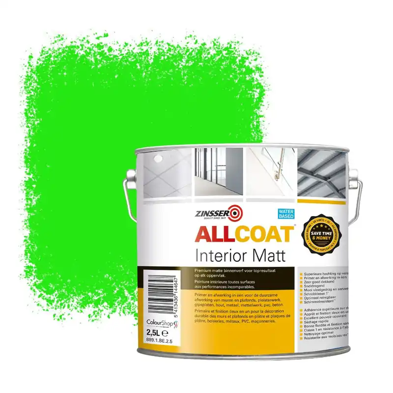 Zinsser Allcoat Interior Muurverf RAL 6037 Zuivergroen - 2,5 liter Tijdelijk Beschikbaar