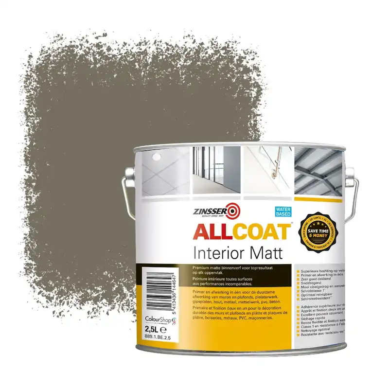 Zinsser Allcoat Interior Muurverf RAL 7006 Beigegrijs - 2,5 liter Gratis Retour