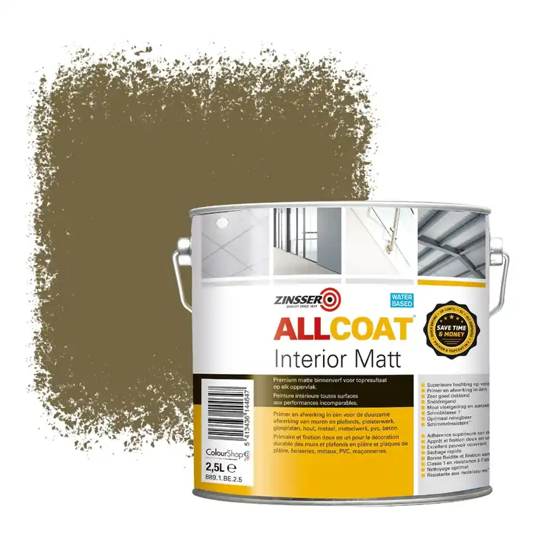 Zinsser Allcoat Interior Muurverf RAL 7008 Kaki grijs - 2,5 liter Koop Vandaag