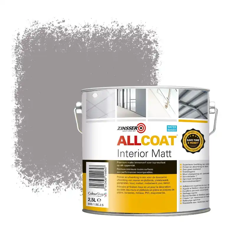 Zinsser Allcoat Interior Muurverf RAL 7036 Platinumgrijs - 2,5 liter Laatste Kans
