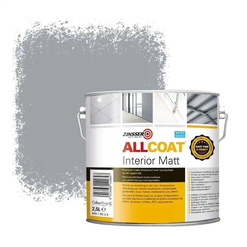 Zinsser Allcoat Interior Muurverf RAL 7040 Ramengrijs - 2,5 liter Populair