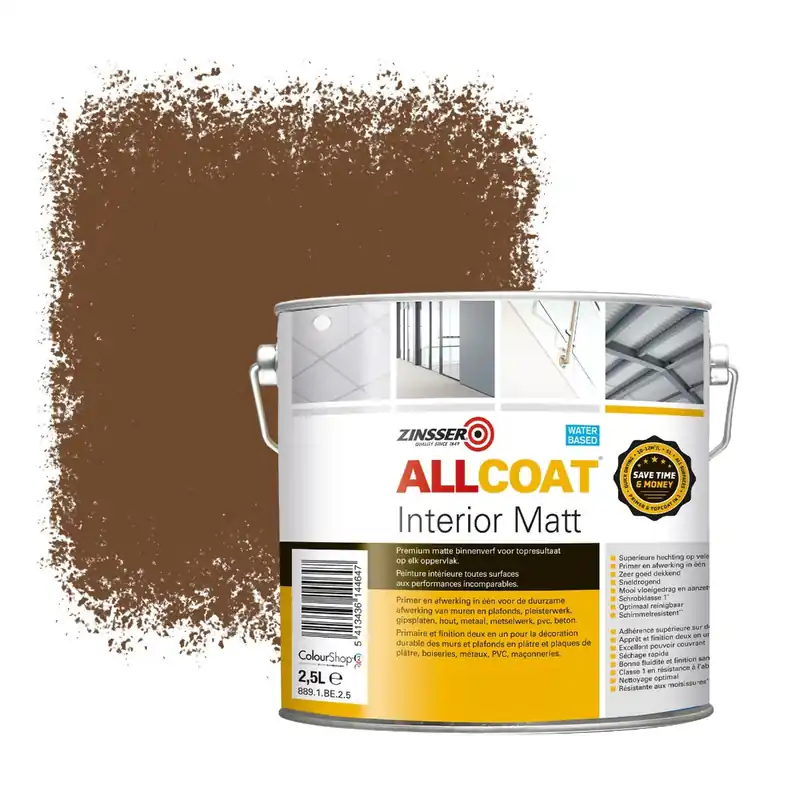 Beste Prijs Zinsser Allcoat Interior Muurverf RAL 8007 Reebruin - 2,5 liter
