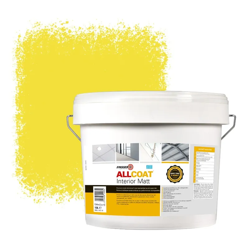 Betaalbaar Zinsser Allcoat Interior Muurverf RAL 1018 Zinkgeel - 10 liter