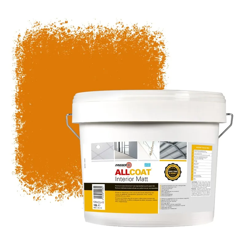 Populair Zinsser Allcoat Interior Muurverf RAL 2000 Geeloranje - 10 liter