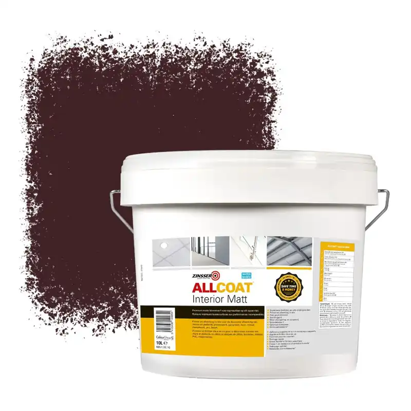 Flitsaanbieding Zinsser Allcoat Interior Muurverf RAL 3007 Zwartrood - 10 liter