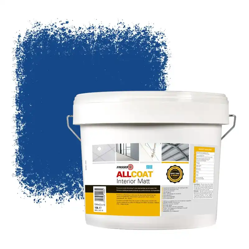 Superprijs Zinsser Allcoat Interior Muurverf RAL 5005 Signaalblauw - 10 liter