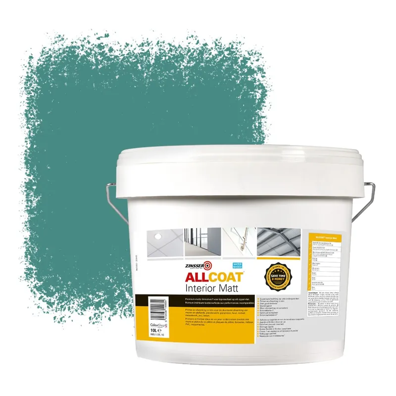 Premium Zinsser Allcoat Interior Muurverf RAL 6033 Mintturkoois - 10 liter