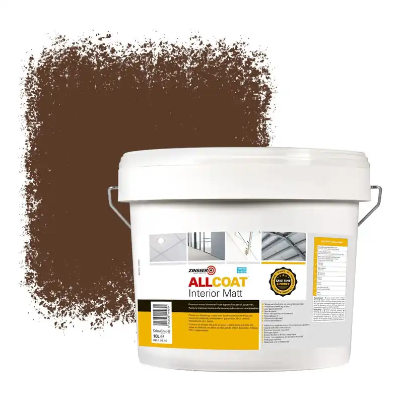 Zinsser Allcoat Interior Muurverf RAL 8011 Notenbruin - 10 liter Flitsaanbieding