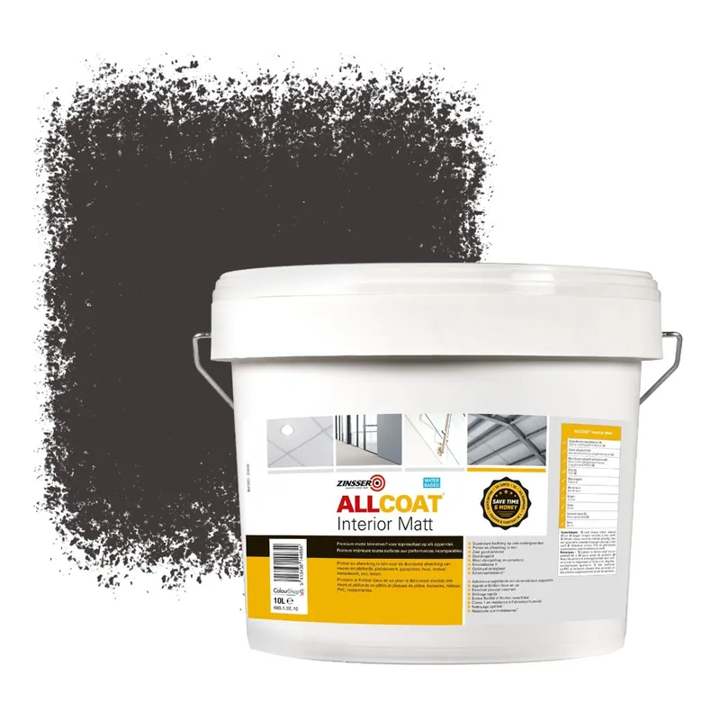Dagaanbieding Zinsser Allcoat Interior Muurverf RAL 8019 Grijsbruin - 10 liter