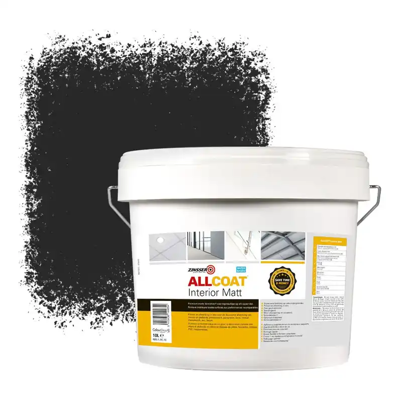 Korting Zinsser Allcoat Interior Muurverf RAL 9004 Signaalzwart - 10 liter