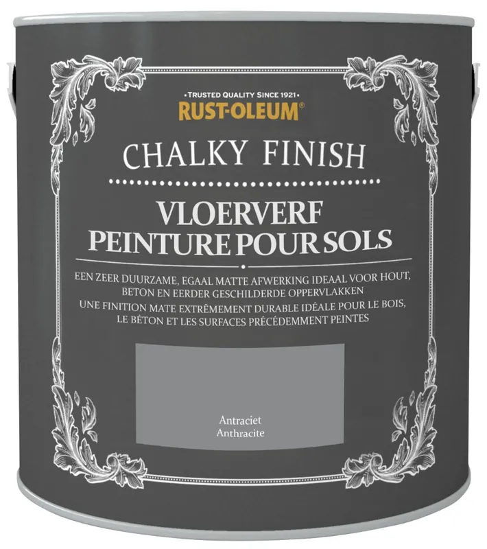 Rust-Oleum Chalky Finish Vloerverf Antraciet 2,5 liter Fabrieksprijs