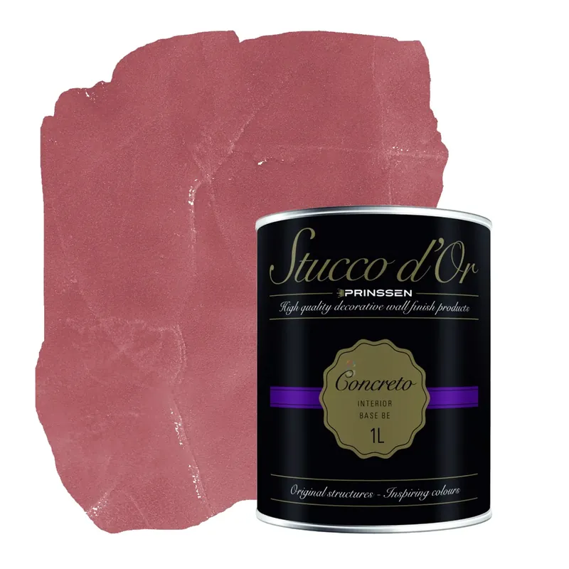 Stucco d'Or Concreto Bohemian Dark Pink Betonlookverf - 1 liter Laatste Kans