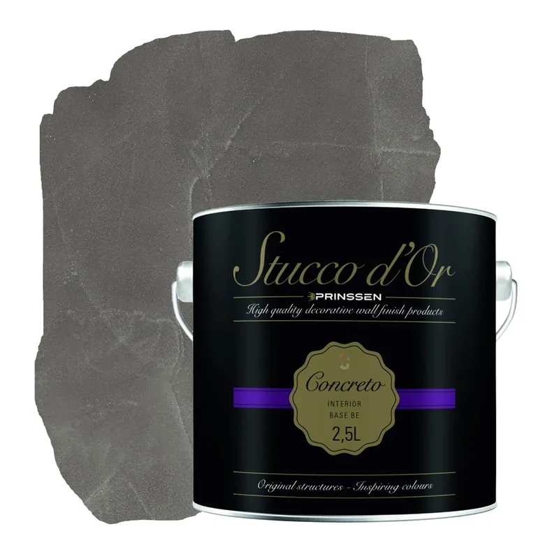 Koop Online Stucco d'Or Concreto Charcoal Grey Betonlookverf - 2,5 liter