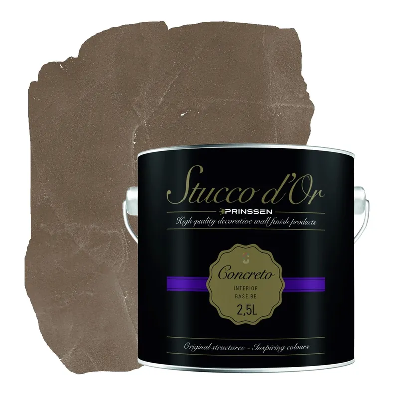 Stucco d'Or Concreto Natural Cacao Brown Betonlookverf - 2,5 liter Hoge Kwaliteit
