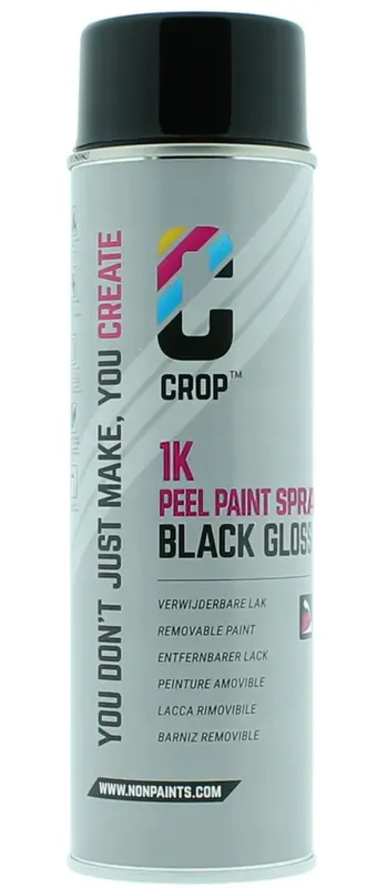 Hoge Kwaliteit CROP Peel Paint Spray ZWART HOOGGLANS spuitbus 500ml