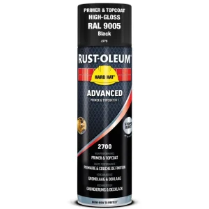 Rust-Oleum Grondverf & Lak in 1 spuitbus ZWART GLANS - RAL9005 Voordeelprijs