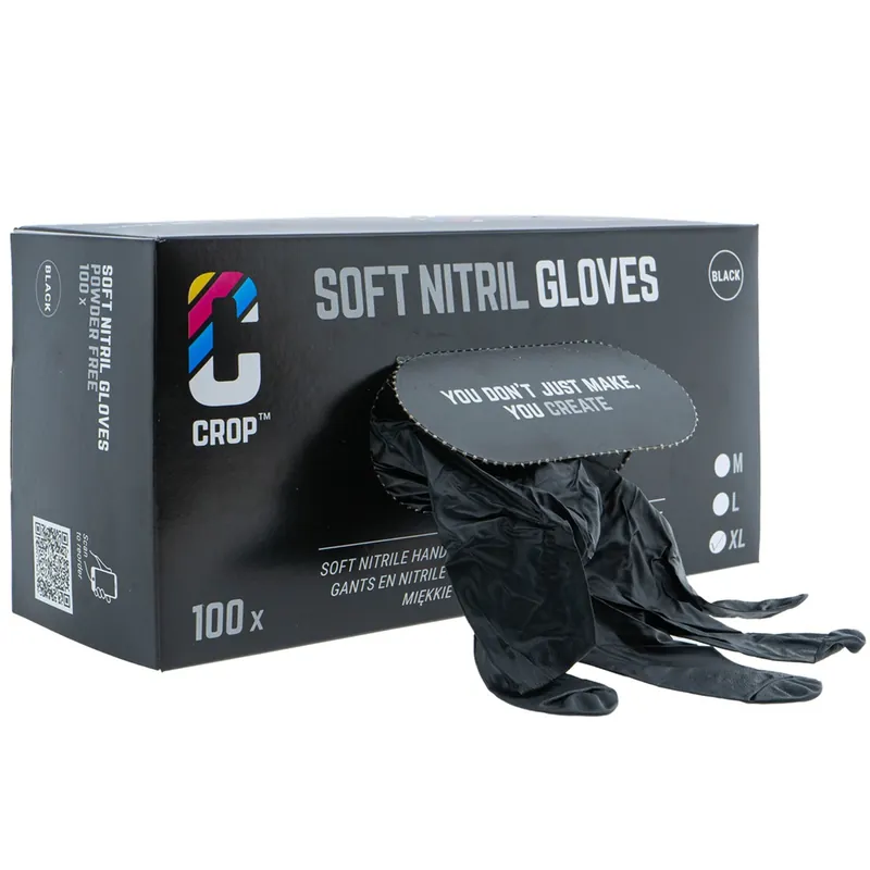 Rechtstreeks Van De Fabrikant CROP Nitril Handschoenen Zwart - 100 stuks - Extra Sterk