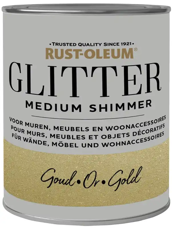 Korting Rust-Oleum Glitterverf Medium Shimmer Goud 750ml
