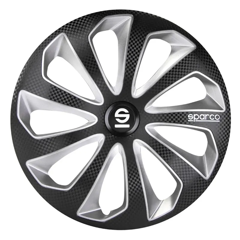 Sparco Wieldoppen Sicilia 13 inch Zwart Zilver Carbon - 4 stuks Gereduceerde Prijs