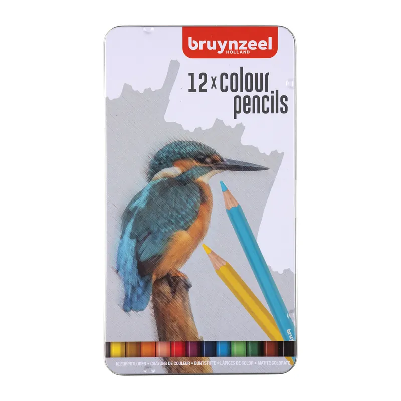 Gereduceerde Prijs Bruynzeel 12 Kleurpotloden in blik - IJsvogel