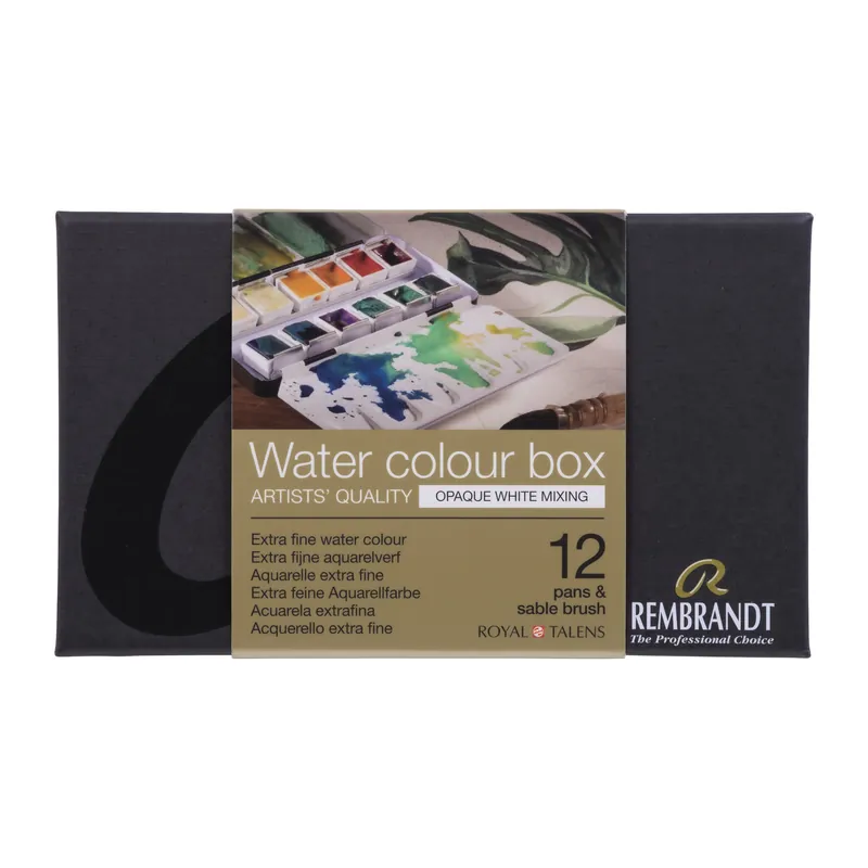 Rembrandt Aquarelverf metalen set Dekwit Mengkleuren - 12 napjes + penseel Exclusieve Aanbieding