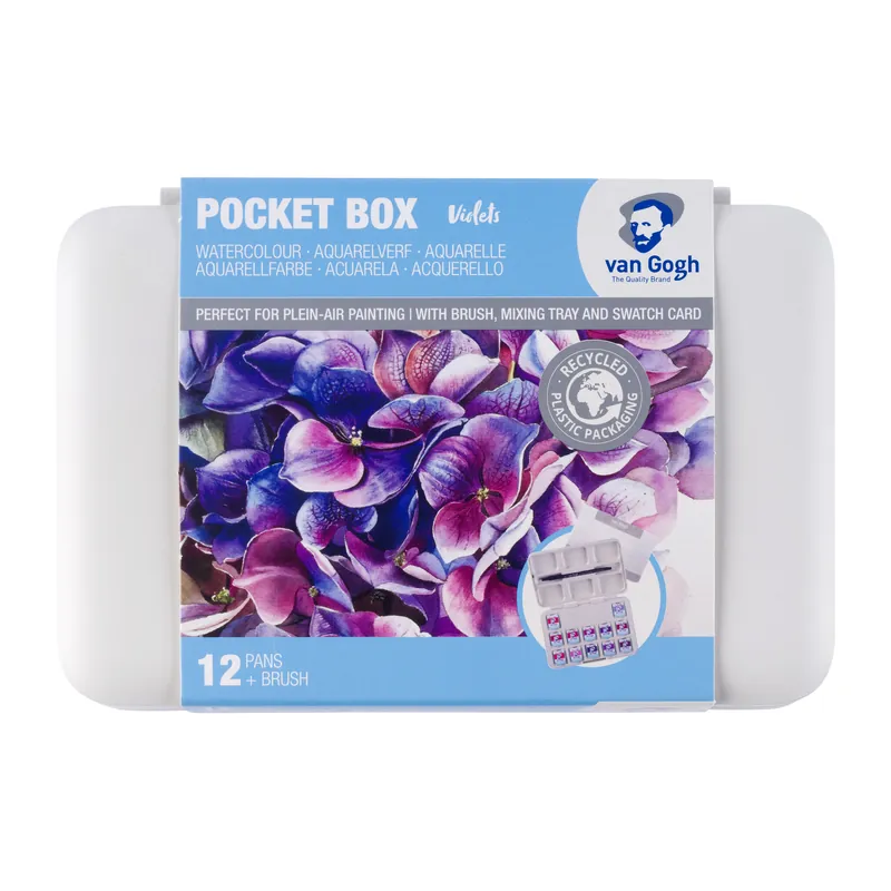 Van Gogh Aquarelverf pocket box - roze en violetten - 12 halve napjes Finale Uitverkoop