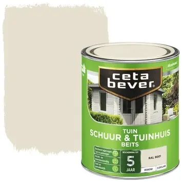 Cetabever Schuur en Tuinhuis Beits Dekkend Zijdeglans - RAL 9001 - 0,75 liter Tijdelijk Beschikbaar