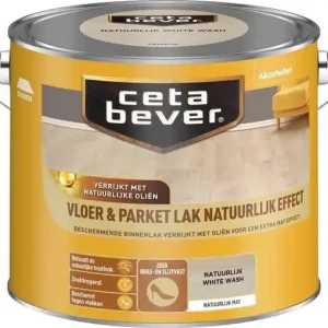 Lage Kosten Cetabever Vloer en Parket Lak Natuurlijk Effect Mat - White Wash - 2,5 liter