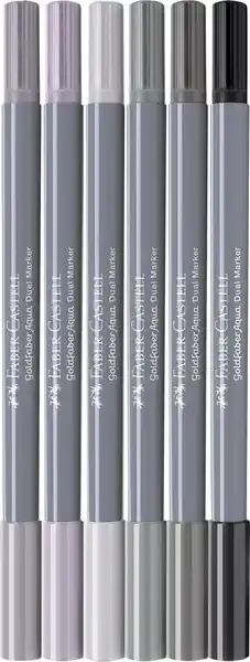 Bestseller Faber Castell Duo aquarelmarker Goldfaber - etui 6 stuks Shades of grey