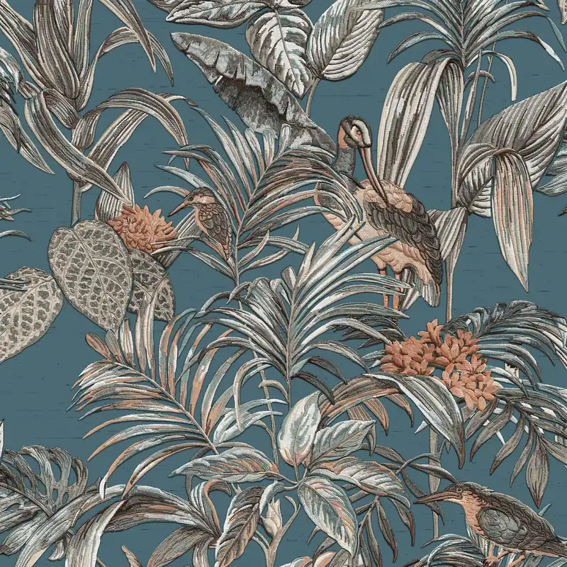 Op = Op Dutch Wallcoverings Wallstitch/Bs1 Bird Of Paradise Blu - Blauw