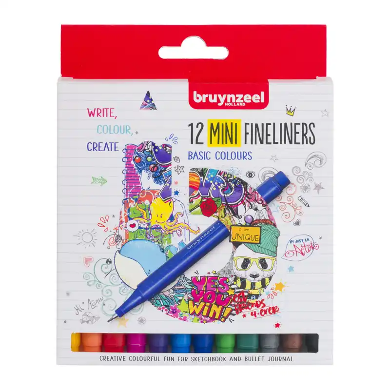 Bruynzeel Fineliner mini set 12 kleuren Uitverkoop