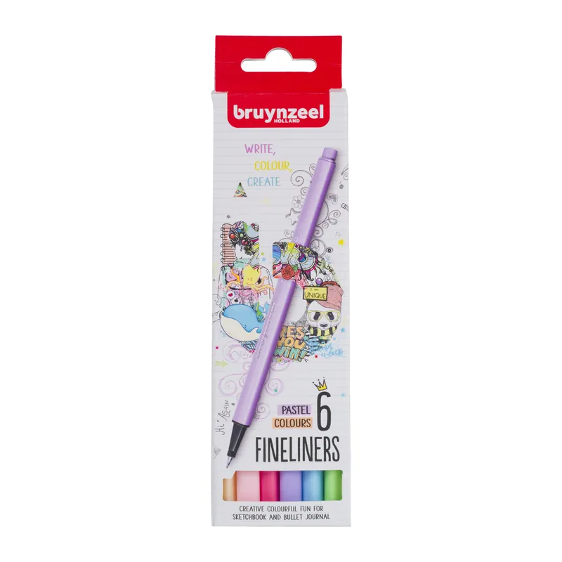 Bruynzeel Fineliner set pastel - 6 kleuren Finale Uitverkoop