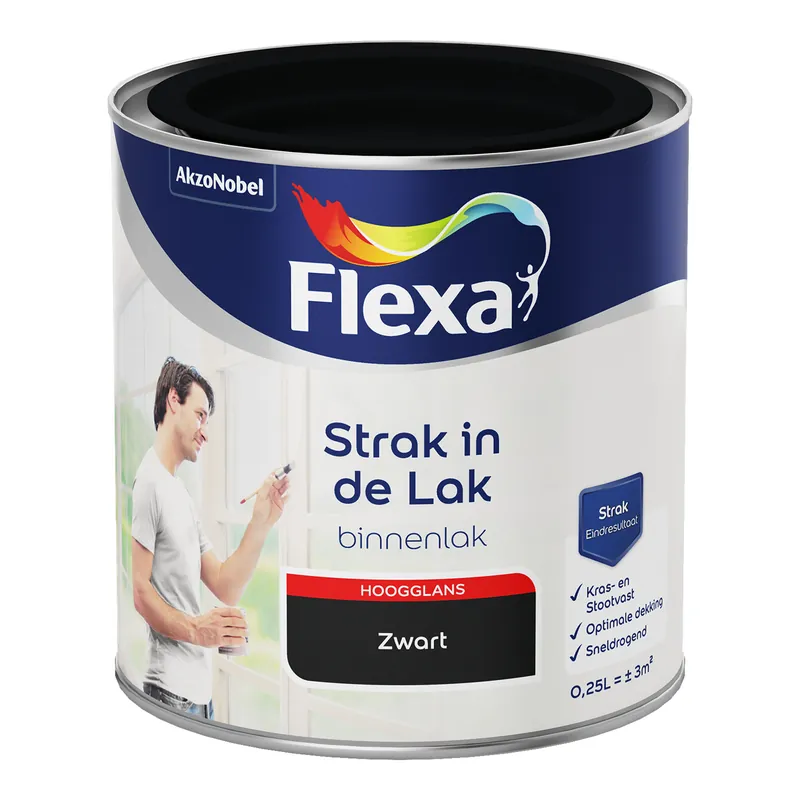 Rechtstreeks Van De Fabrikant Flexa Strak in de Lak Binnenlak Hoogglans - Zwart