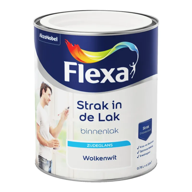 Flexa Strak in de Lak Binnenlak Zijdeglans - 1050 Wolkenwit Weekendaanbieding