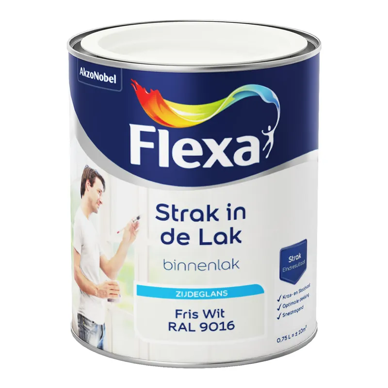 Gratis Retour Flexa Strak in de Lak Binnenlak Zijdeglans - Fris Wit - RAL 9016