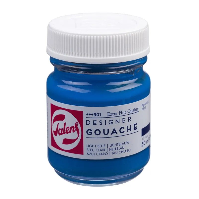 Beperkt Aanbod Talens Gouache Extra Fine Quality Fles 50 ml - Lichtblauw (Cyaan) 501