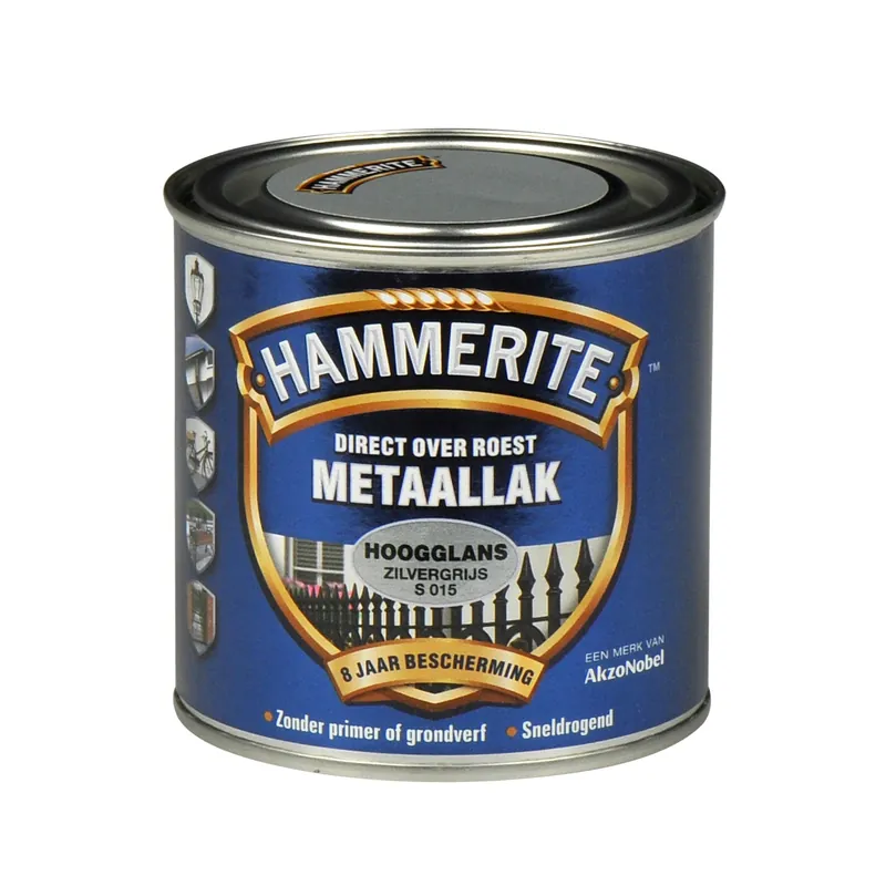 Hammerite Metaallak Direct over Roest Hoogglans - S015 Zilvergrijs Speciale Aanbieding