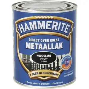 Hammerite Metaallak Direct over Roest Hoogglans - S060 Zwart Seizoensaanbieding