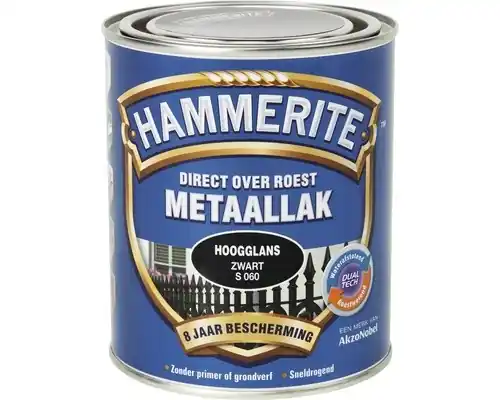 Hammerite Metaallak Direct over Roest Hoogglans - S060 Zwart Seizoensaanbieding