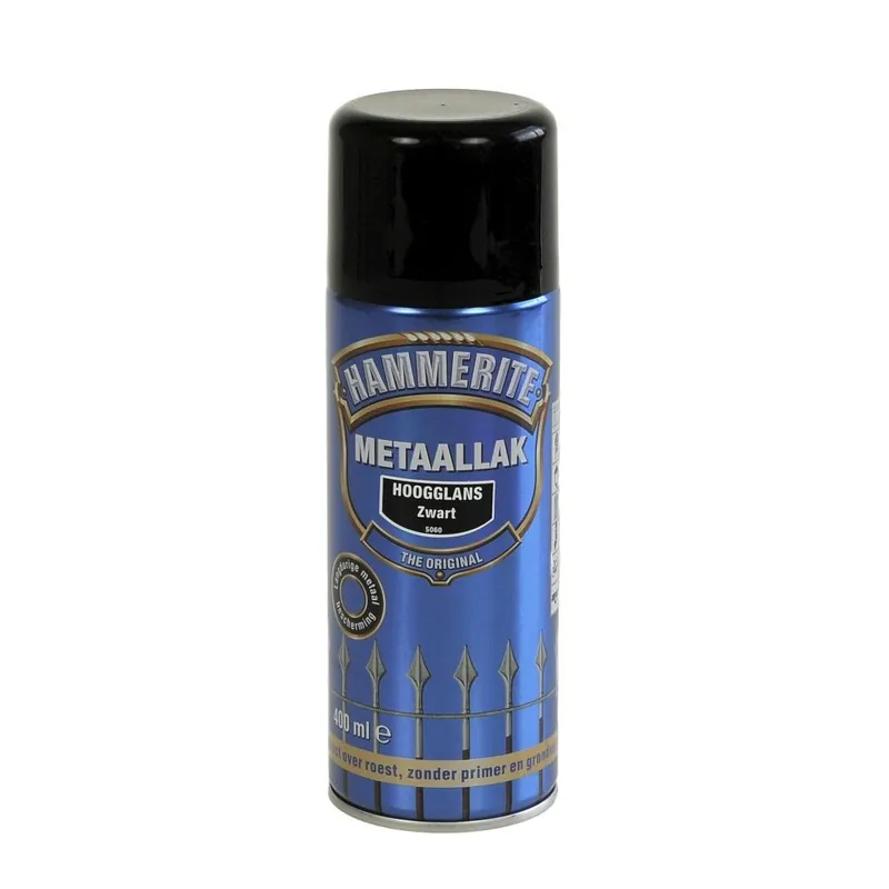 Hammerite Metaallak Direct over Roest Hoogglans Spuitbus - 400 ml S060 Zwart Seizoensaanbieding