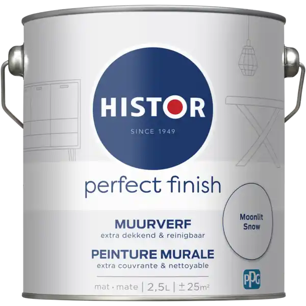 Histor Perfect Finish Muurverf Mat - Moonlit Snow - 2,5 liter Merkproduct