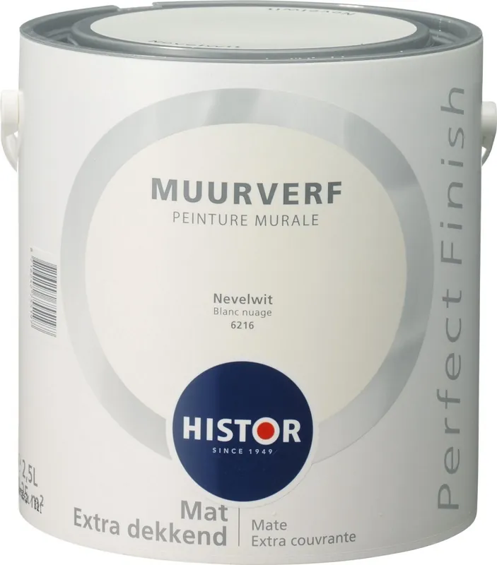 Histor Perfect Finish Muurverf Mat - Nevelwit - 2,5 liter Lage Prijs