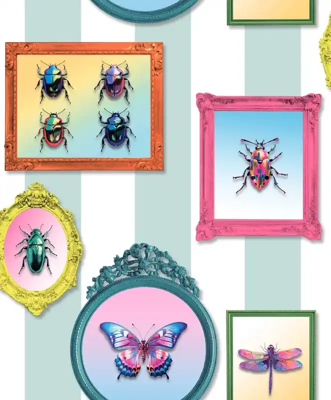 Dutch Illusion - M895-01 - Lijstjes/Insecten Blauw/Multi Korting