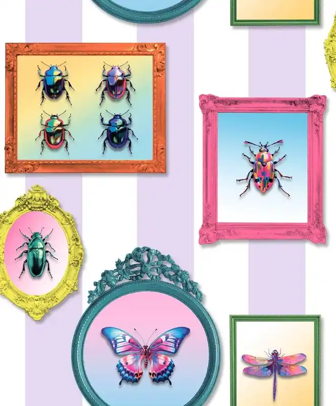 Dutch Illusion - M895-06 - Lijstjes/Insecten Lila/Multi Op = Op
