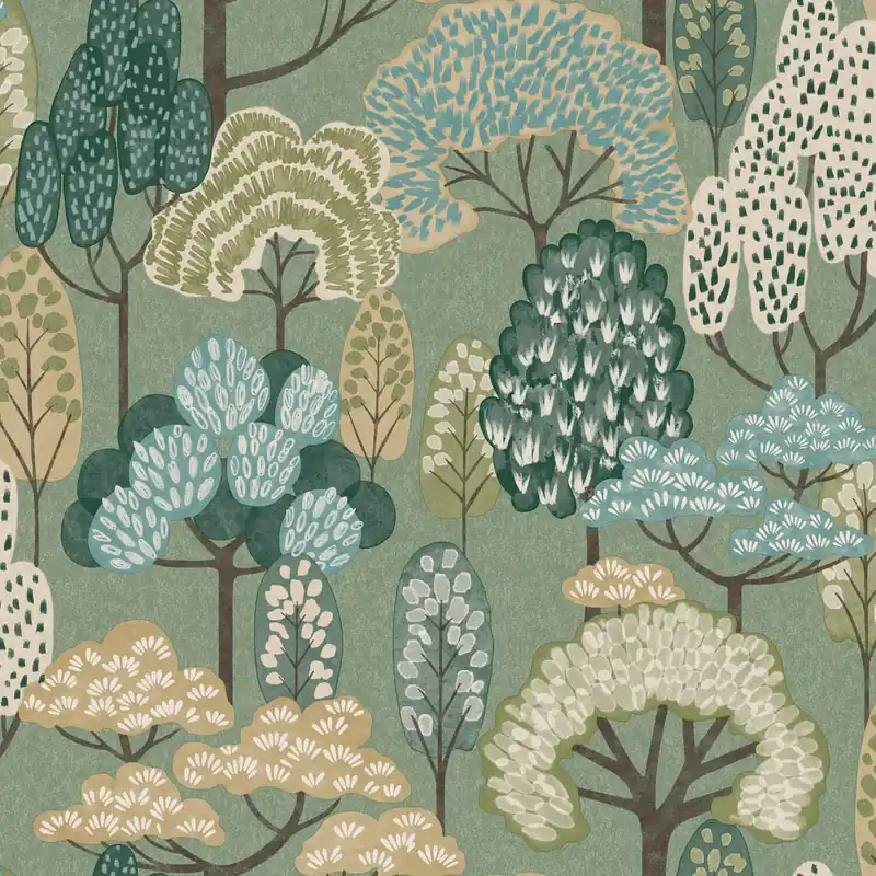 Seizoensaanbieding Grandeco Little Dreamers - LD2113 - Happy Trees groen