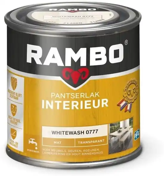 Rambo Pantserlak Interieur Transparant Mat - Whitewash Beperkte Voorraad