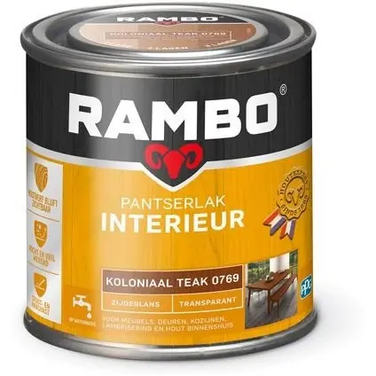 Laatste Versie Rambo Pantserlak Interieur Transparant Zijdeglans - Koloniaal teak