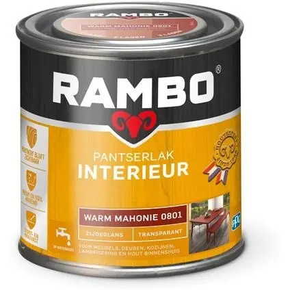 Rambo Pantserlak Interieur Transparant Zijdeglans - Warm mahonie Goedkoop